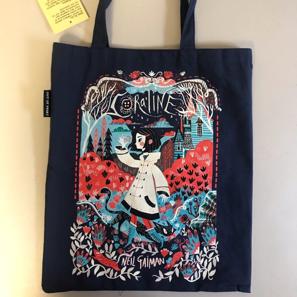Navy Blue Canvas Coraline Tote Bag, Out Of Print